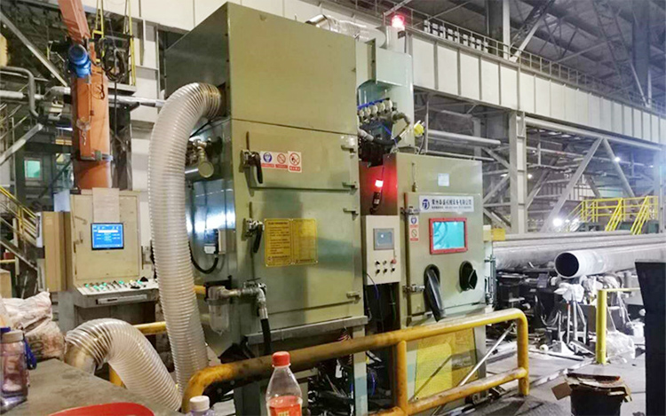Pin Thread of Oil Pipe Automated Sand Blast Machines Installed at HSC